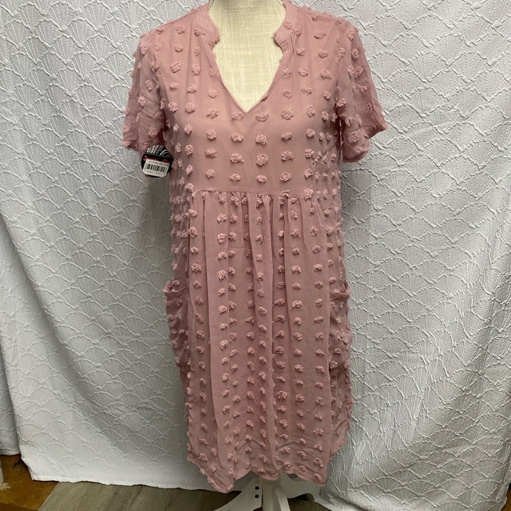 NWT 24Sevenclothing size small eyelash‎ polka dot dusty rose